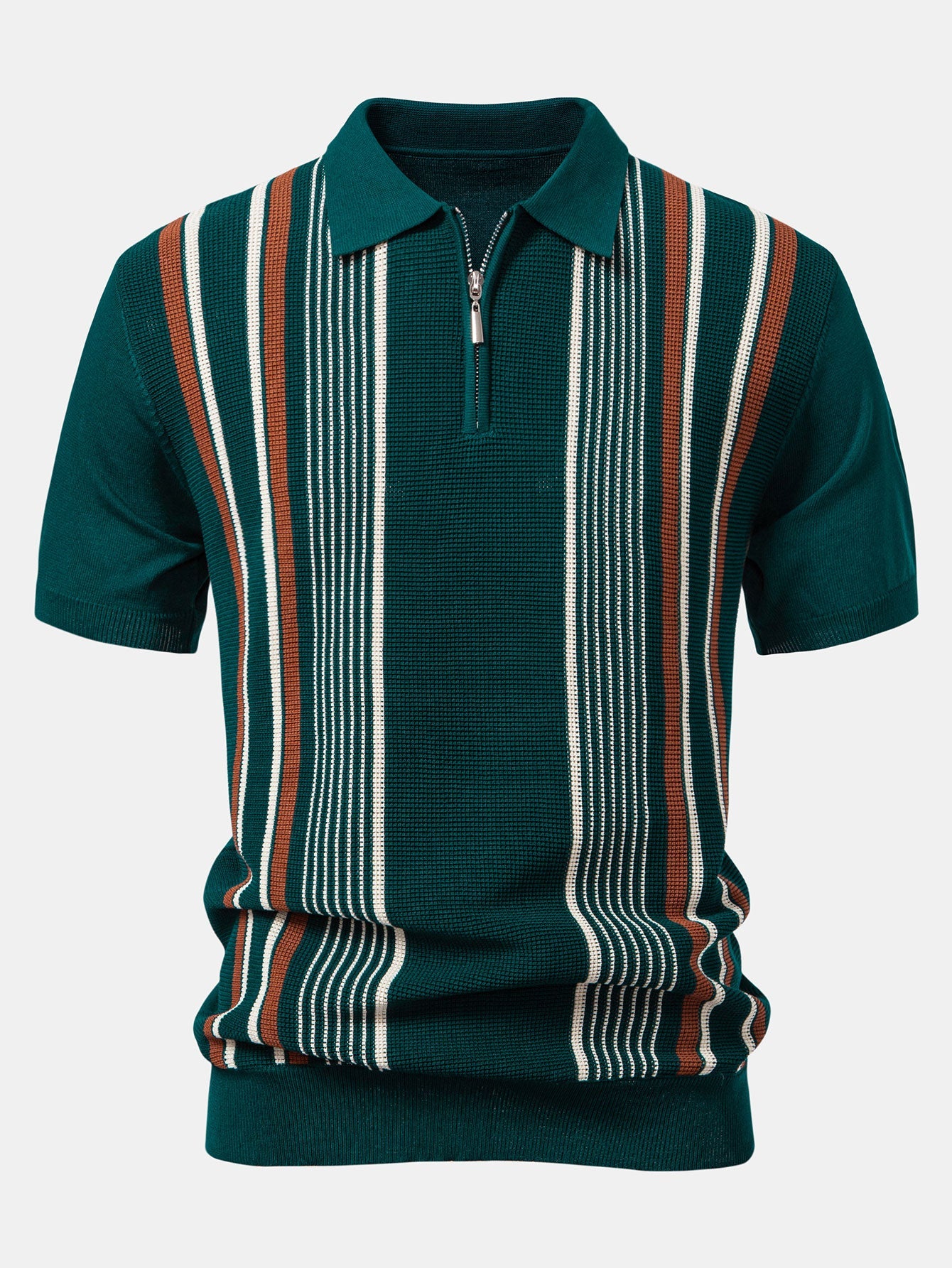 Roma - Polo con zip a righe retrò