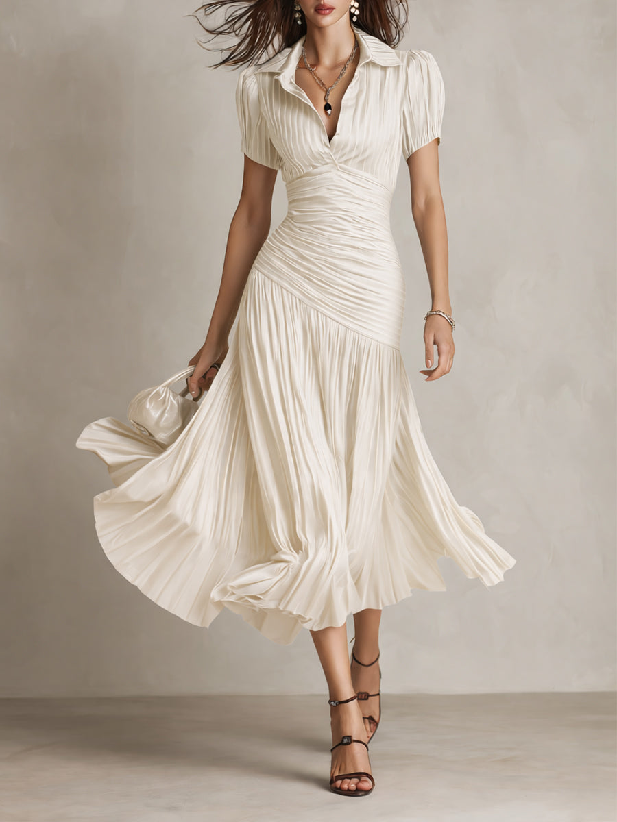 Adriana ∙ Vestito midi satinato a righe retrò