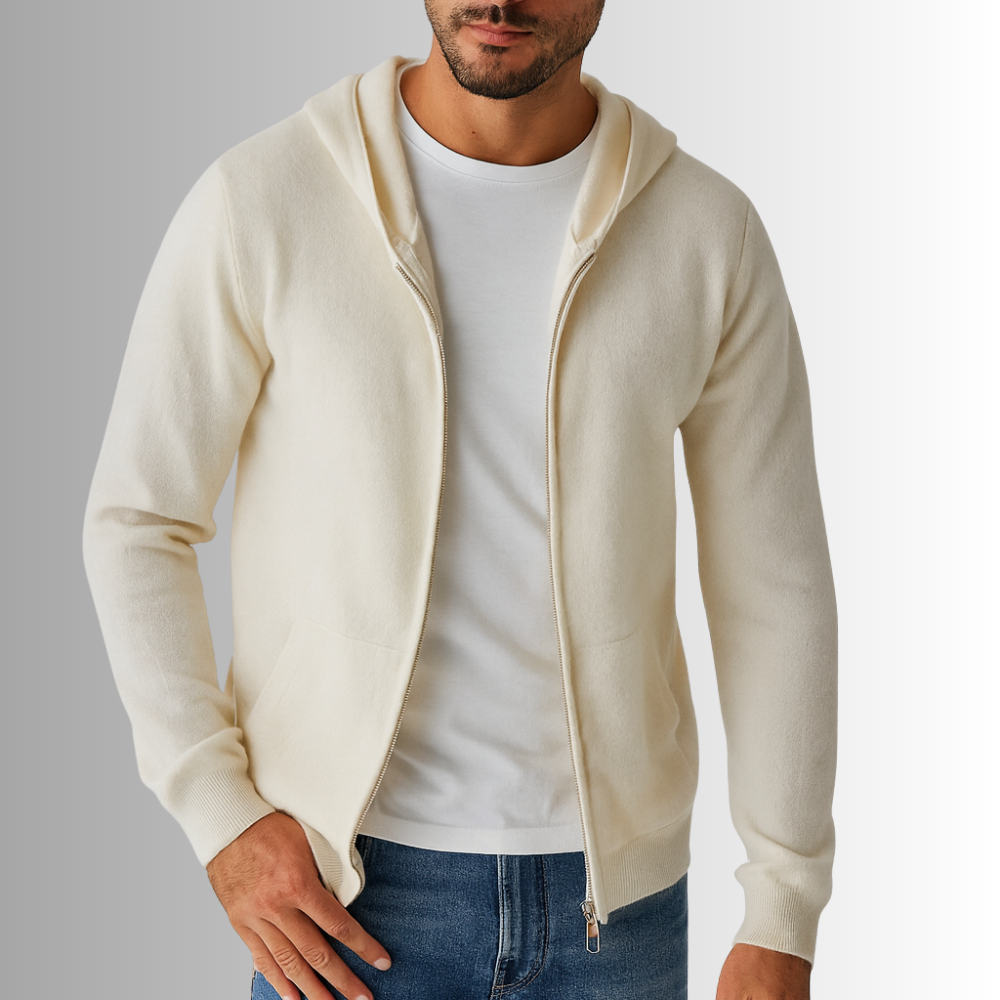 Felpa con cappuccio e zip in cashmere Sorrento
