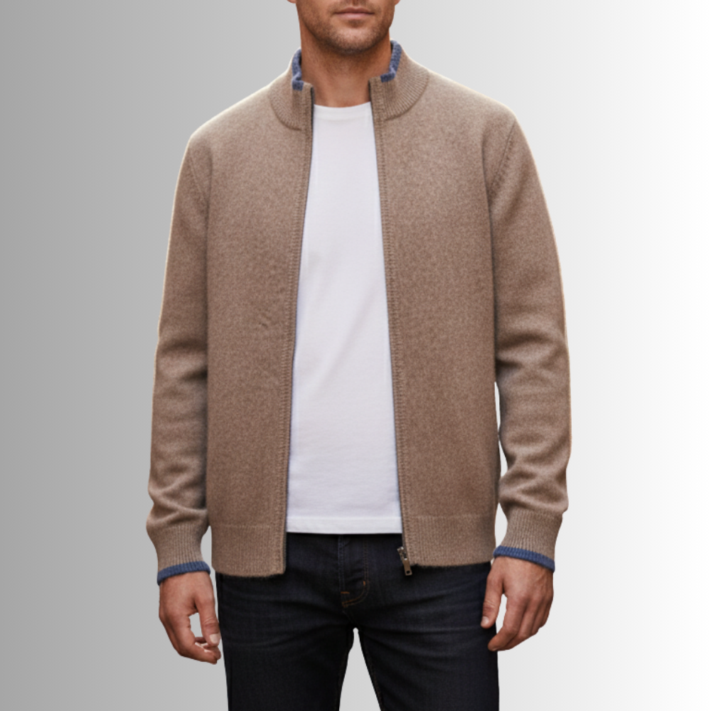 Cardigan in cashmere con cerniera Como