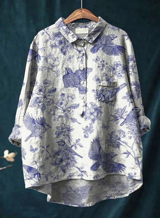 Betty™ | Camicia floreale artistica in lino