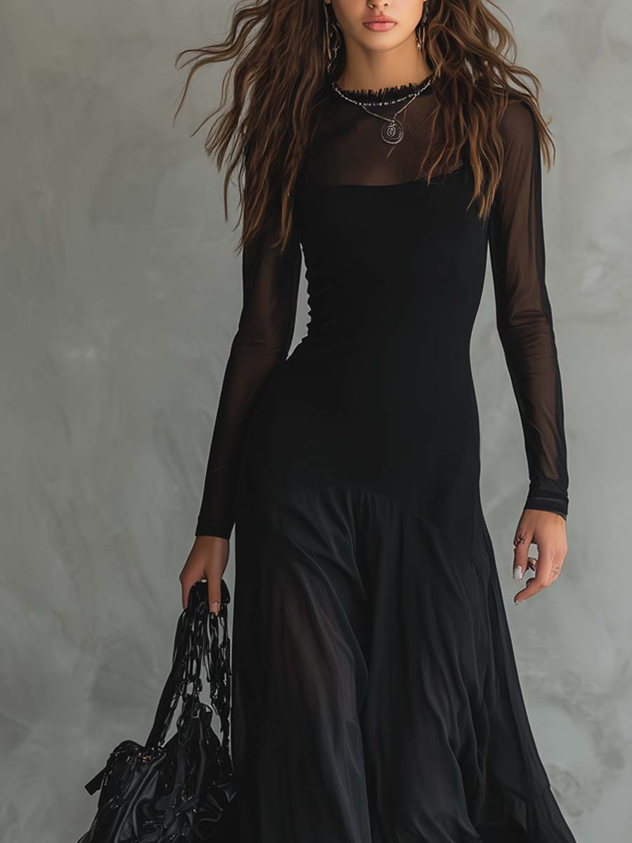 Neroa · Abito Maxi Loose-fit in Tulle Nero