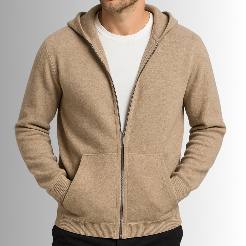 Felpa con cappuccio e zip in cashmere Sorrento