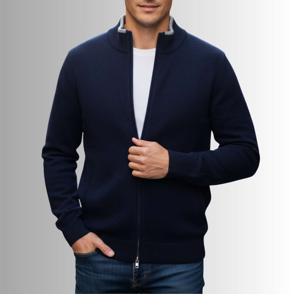 Cardigan in cashmere con cerniera Como