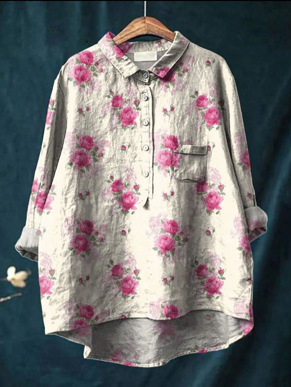 Betty™ | Camicia floreale artistica in lino