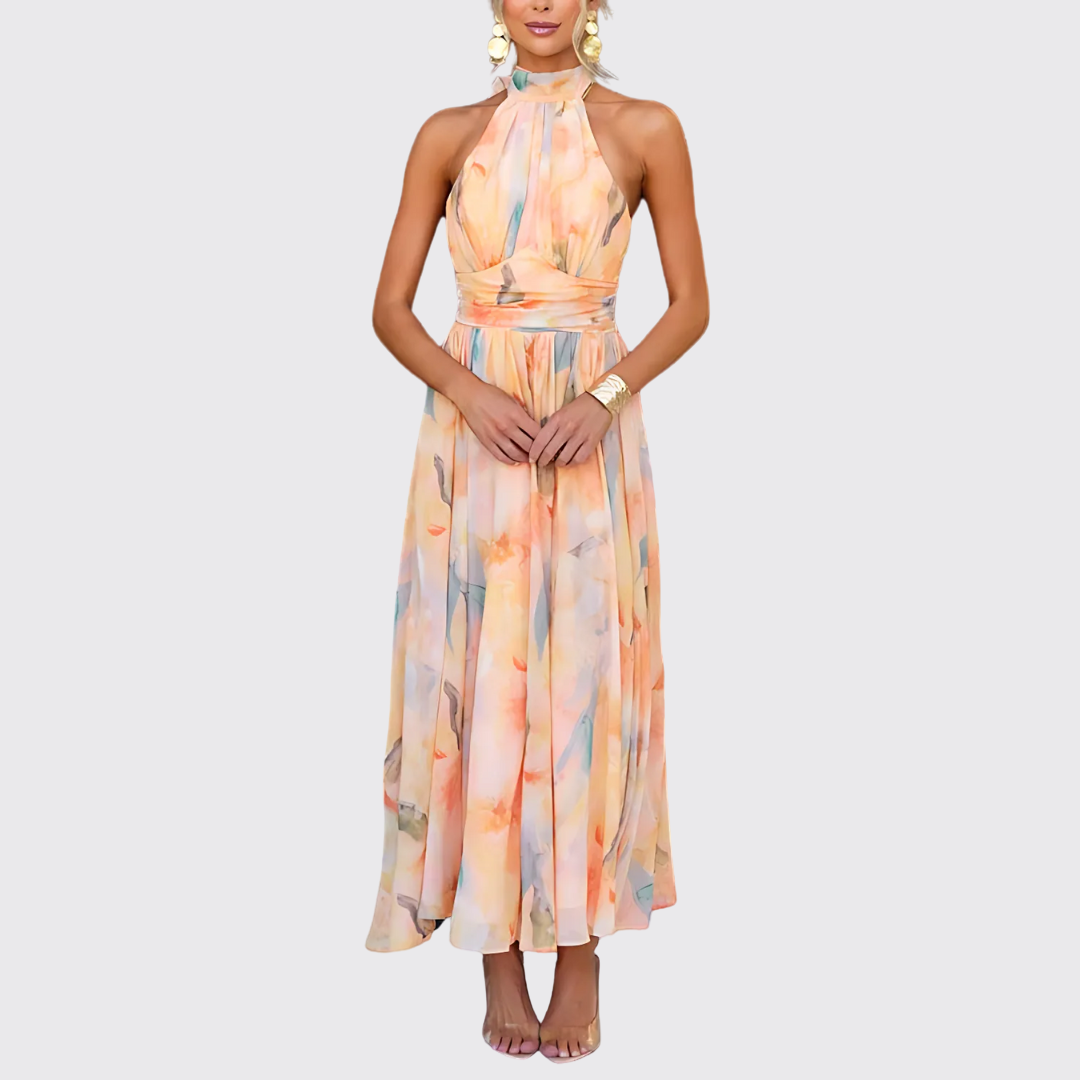 Lia™ | Elegante maxi abito in chiffon con scollo all'americana 1 + 1 GRATIS!